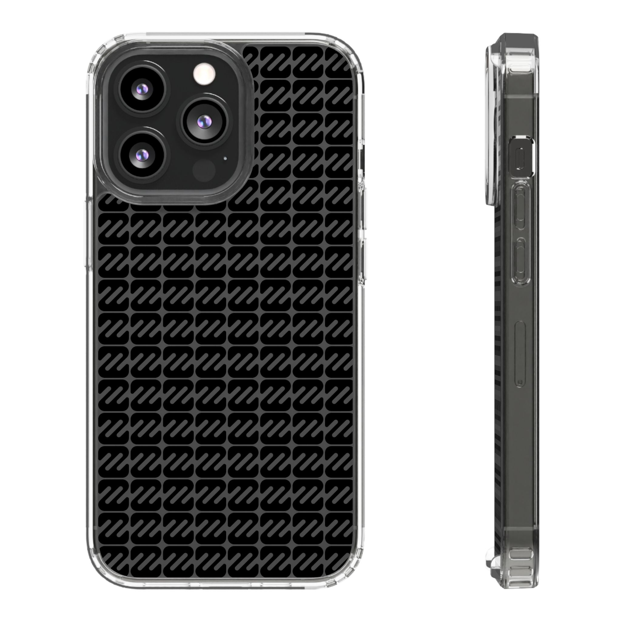Clear Phone Case — Black Monogram Pattern Clear Case