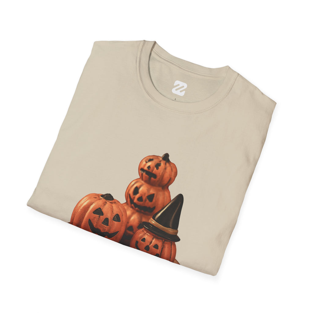 Halloween Pumpkin Stack T-Shirt — Jack-O'-Lantern Trio Graphic Tee
