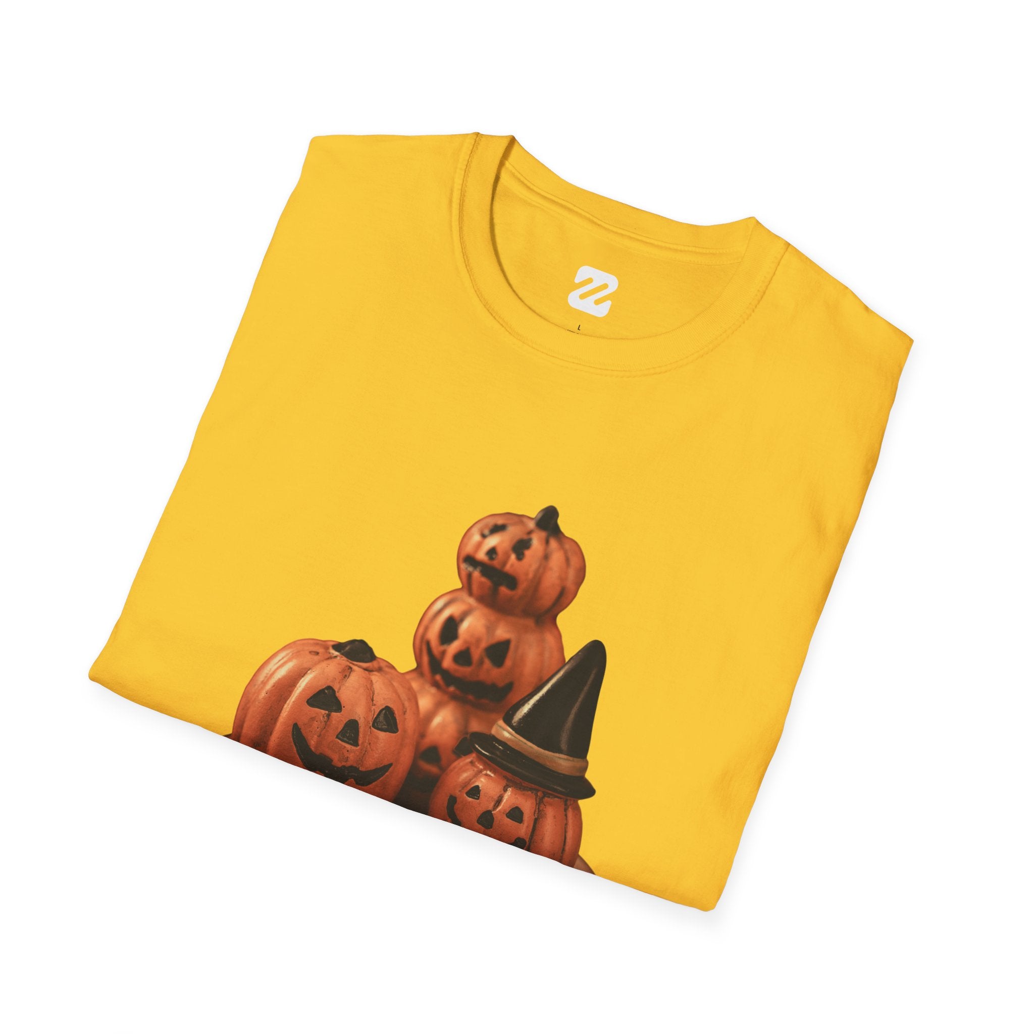 Halloween Pumpkin Stack T-Shirt — Jack-O'-Lantern Trio Graphic Tee