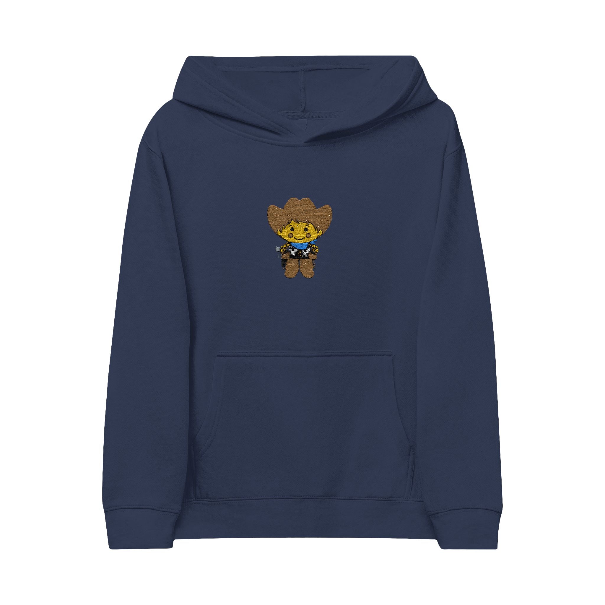 Kids Hoodie with Embroidered Cowboy Bear – Cute Western Fleece Pullover