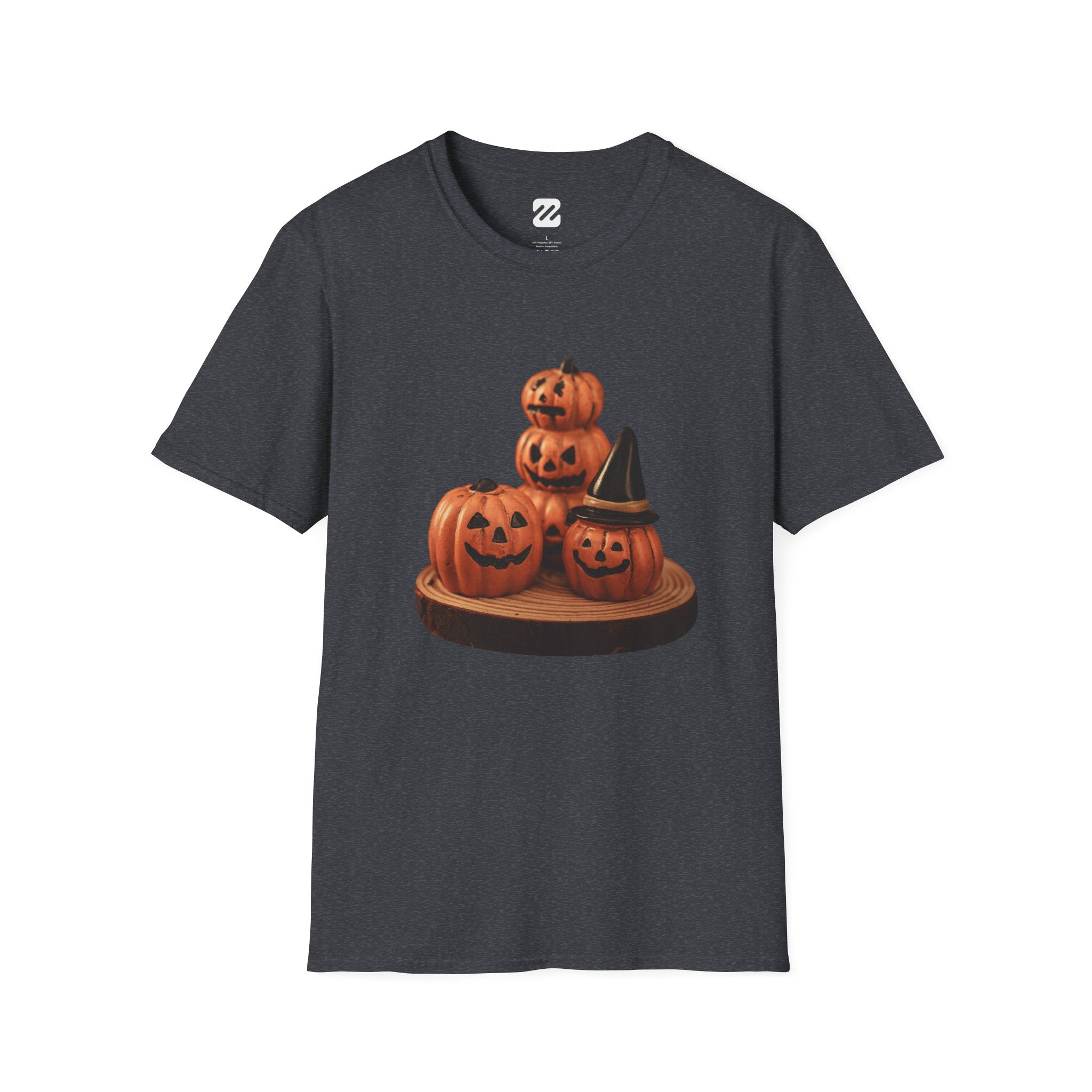 Halloween Pumpkin Stack T-Shirt — Jack-O'-Lantern Trio Graphic Tee