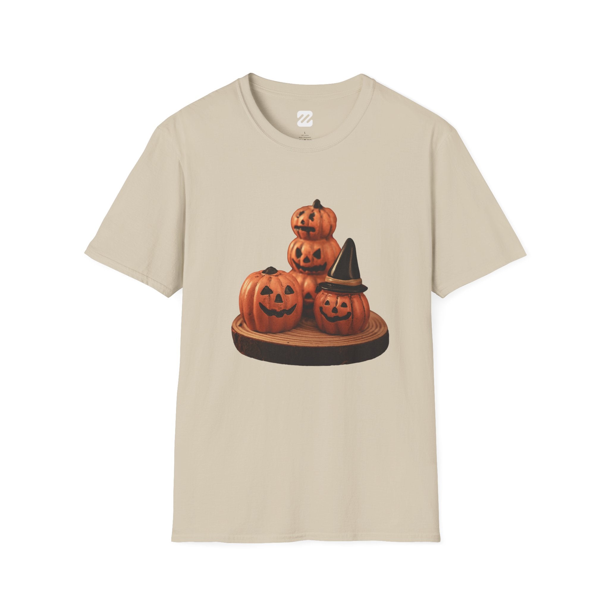 Halloween Pumpkin Stack T-Shirt — Jack-O'-Lantern Trio Graphic Tee